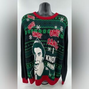 Elf Movie Sweater Size 3XL Red/Green Will Ferrell “Santa! I Know Him” Christmas